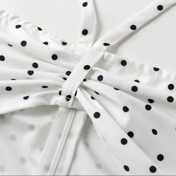 NEW! Black & White Polka Dots Cut Out Ruffle Midi Dress - Picture 8 of 11